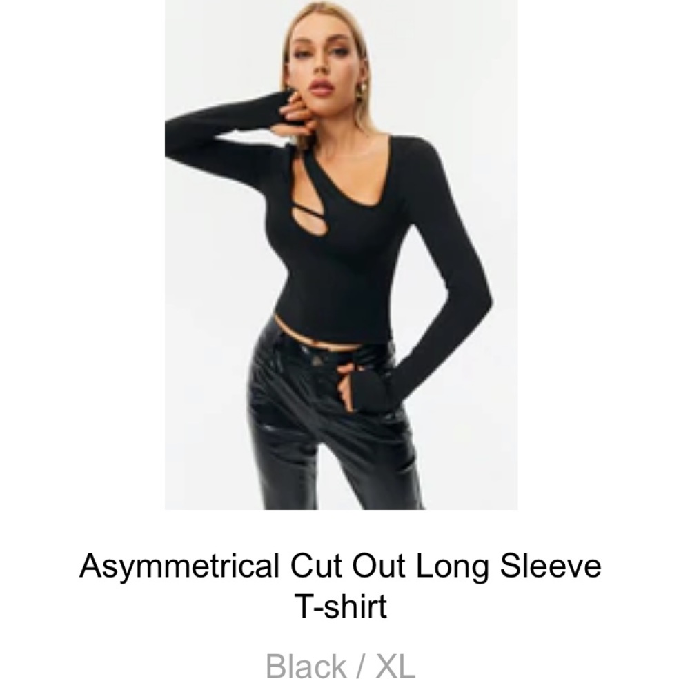 Ladies BNWT asymmetrical cut out stretchy long sleeve t-shirt - Sz. XL